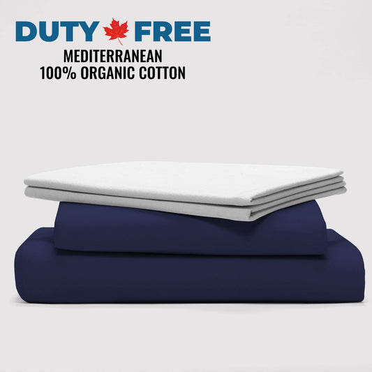 OVERSTOCK Percale 300 Deluxe Sheet Set (Navy/White)